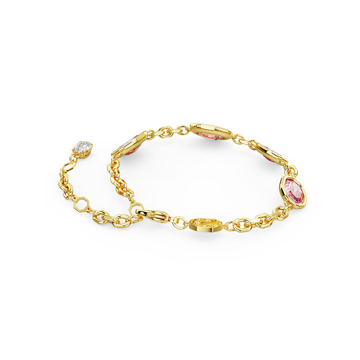 Swarovski Imber bracelet, Octagon cut, Pink, Gold-tone plated